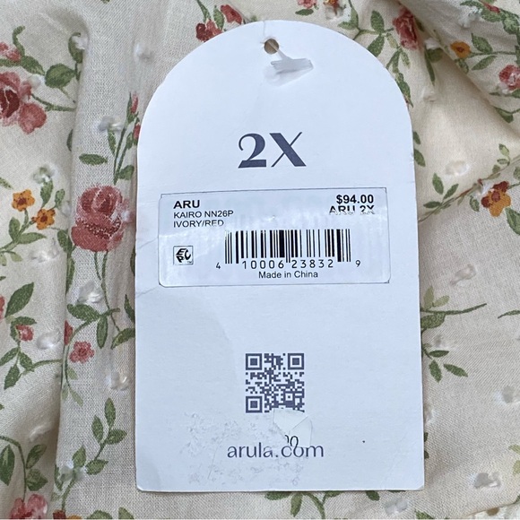 Arula Tiered Maxi Skirt 2X Ivory Pink Floral Eyelet Casual Country Cottage New - Picture 4 of 8